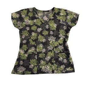Uniform Med Culture Textured Vneck Scrub Top Womens Medium 8585 ASTB Fireworks